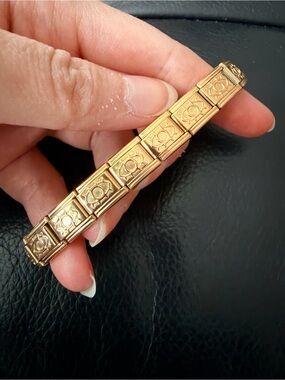 Gold Tone Italian Charm Bracelet Stainless Steel 18 Links